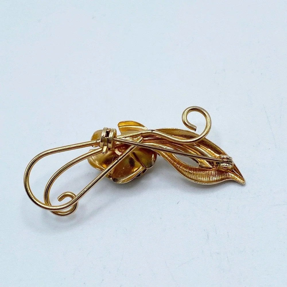Vintage Matte Gold Tone Rose Swirl Brooch Pin 3-D Dimensional Floral Sweet 2" - Picture 2 of 4